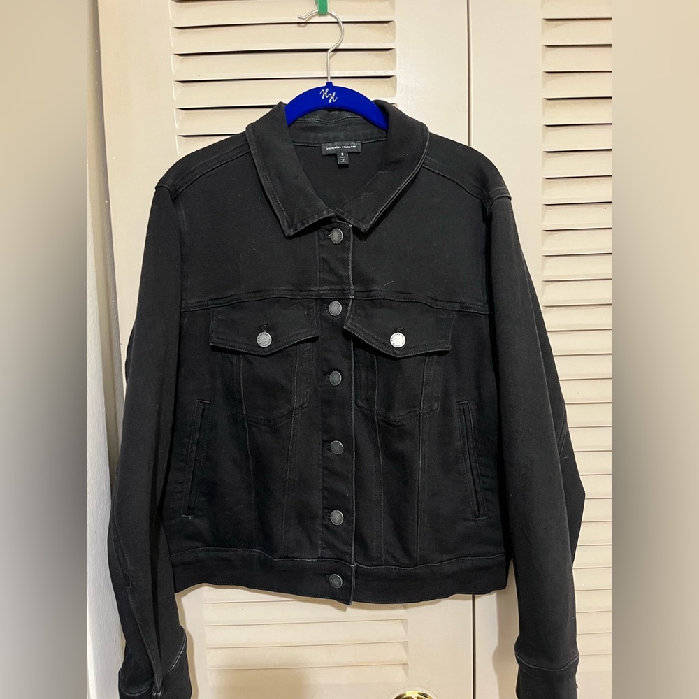 Universal Standard Kelsey denim jacket in broken black size S (XL 14-16)